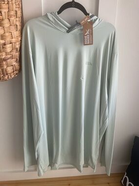 Eddie Bauer Light Mint Hooded Sun Shirt with Logo